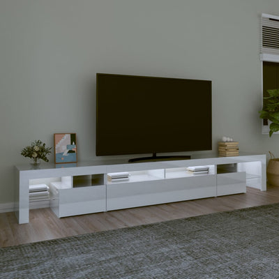 TV-taso LED-valoilla korkeakiilto valkoinen 260x36,5x40 cm