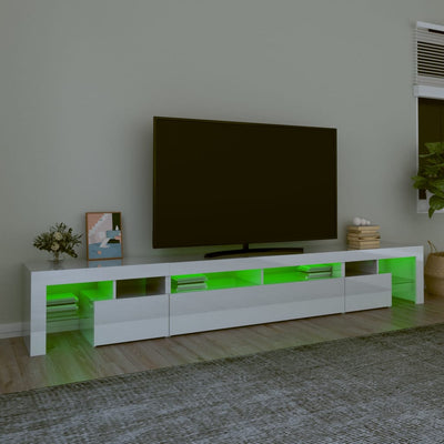 TV-taso LED-valoilla korkeakiilto valkoinen 260x36,5x40 cm