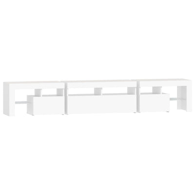 Valkoinen tv-taso led-valoilla Cinstantin 230x36,5x40cm