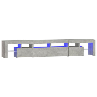 Betoninharmaa tv-taso led-valoilla Cinstantin 230x36,5x40cm