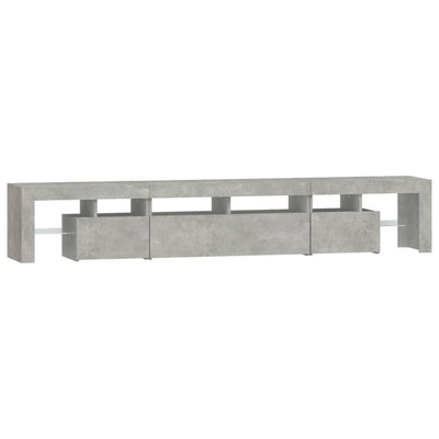 Betoninharmaa tv-taso led-valoilla Cinstantin 230x36,5x40cm