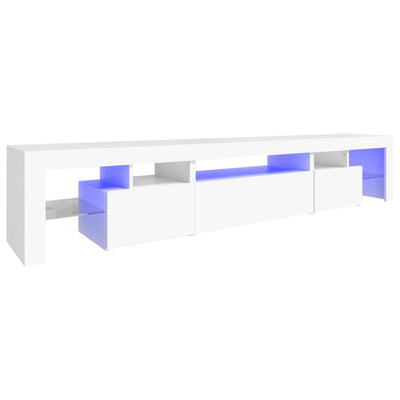 Valkoinen tv-taso led-valoilla Cinstantin 215x36,5x40cm