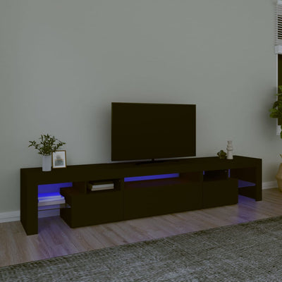 Musta tv-taso led-valoilla Cinstantin 215x36,5x40cm