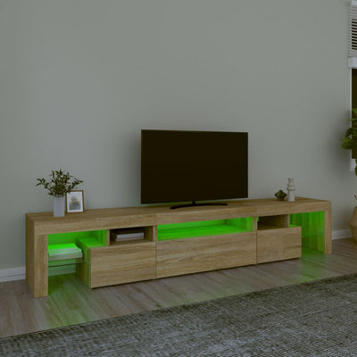 TV-taso LED-valoilla Sonoma-tammi 215x36,5x40 cm
