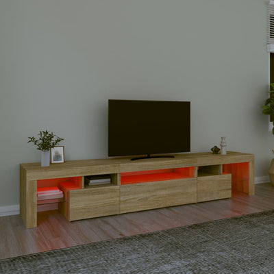 TV-taso LED-valoilla Sonoma-tammi 215x36,5x40 cm