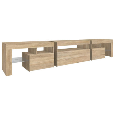 TV-taso LED-valoilla Sonoma-tammi 215x36,5x40 cm