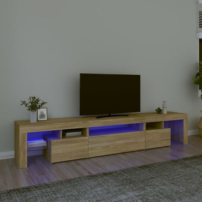 Sonoma tammi tv-taso led-valoilla Cinstantin 215x36,5x40cm