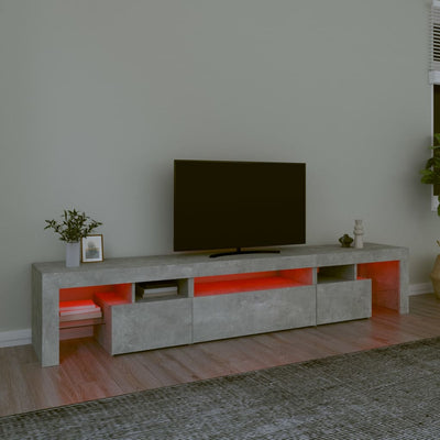 TV-taso LED-valoilla betoninharmaa 215x36,5x40 cm