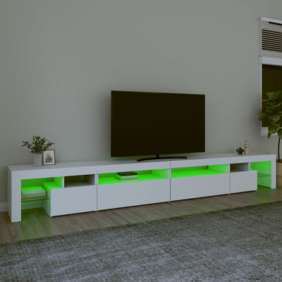 Valkoinen tv-taso led-valoilla Cinstantin 290x36,5x40cm