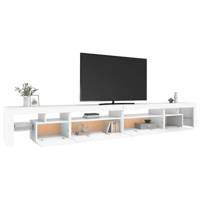 Valkoinen tv-taso led-valoilla Cinstantin 290x36,5x40cm