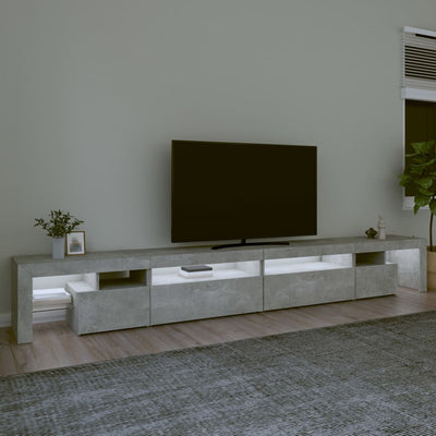 Betoninharmaa tv-taso led-valoilla Cinstantin 290x36,5x40cm