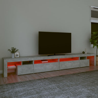 Betoninharmaa tv-taso led-valoilla Cinstantin 290x36,5x40cm