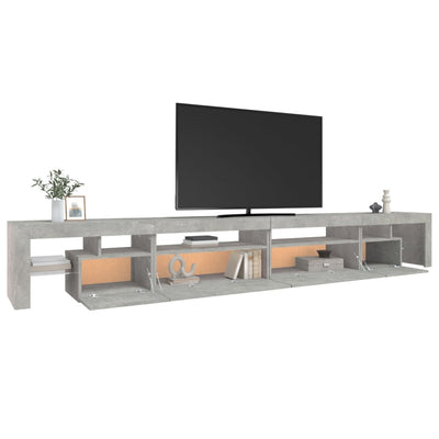 Betoninharmaa tv-taso led-valoilla Cinstantin 290x36,5x40cm