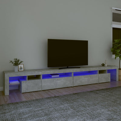 Betoninharmaa tv-taso led-valoilla Cinstantin 290x36,5x40cm