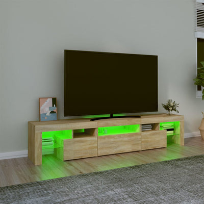 TV-taso LED-valoilla Sonoma-tammi 200x36,5x40 cm