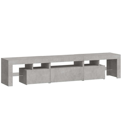 Betoninharmaa tv-taso led-valoilla Cinstantin 200x36,5x40cm