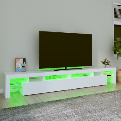 Valkoinen tv-taso led-valoilla Cinstantin 260x36,5x40cm