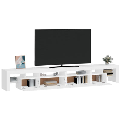 Valkoinen tv-taso led-valoilla Cinstantin 260x36,5x40cm