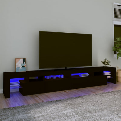 Musta tv-taso led-valoilla Cinstantin 260x36,5x40cm