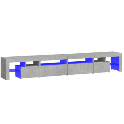 TV-taso LED-valoilla betoninharmaa 260x36,5x40 cm
