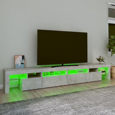 Betoninharmaa tv-taso led-valoilla Cinstantin 260x36,5x40cm
