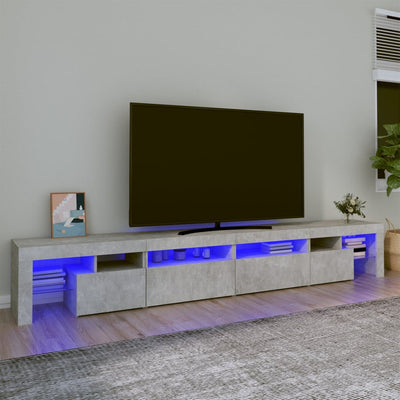 Betoninharmaa tv-taso led-valoilla Cinstantin 260x36,5x40cm