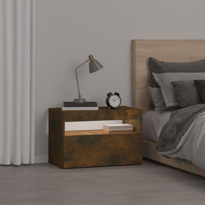 Savutammi yöpöytä led-valoilla Moncilo 60x35x40cm