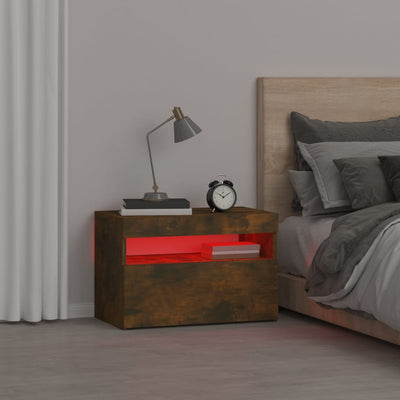 Savutammi yöpöytä led-valoilla Moncilo 60x35x40cm