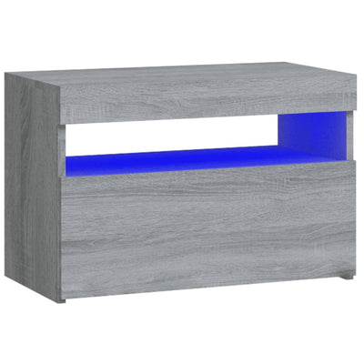 Harmaa yöpöytä led-valoilla Moncilo 60x35x40cm (sonoma)