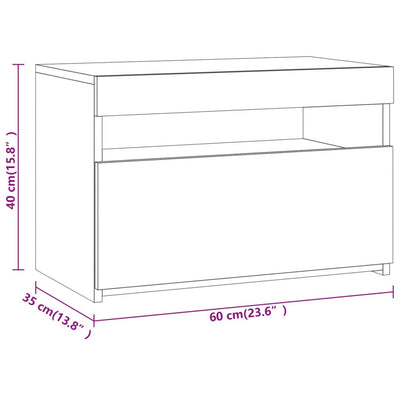 Yöpöytä LED-valoilla harmaa Sonoma 60x35x40 cm