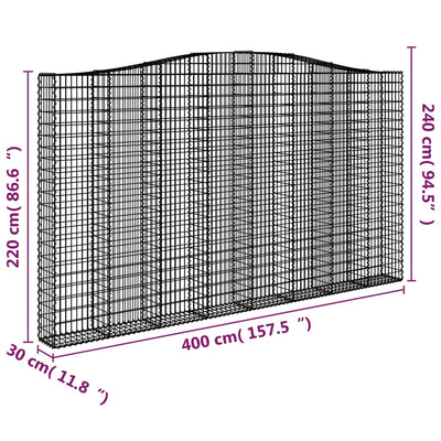 Kaareva kivikori 400x30x220/240 cm galvanoitu rauta