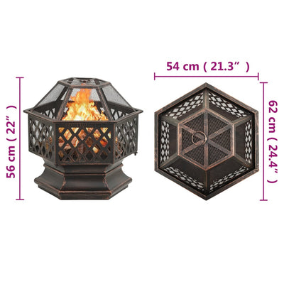 Teräs rustiikkinen tulimalja ja hiilihanko Leurist 62x54x56cm (xxl)