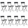 Musta taitettavat bistrotuolit Facredin 8 kpl (polyrottinki ja teräs)