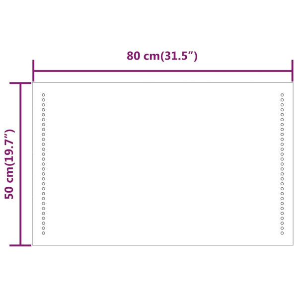 Kylpyhuoneen LED-peili 50x80 cm