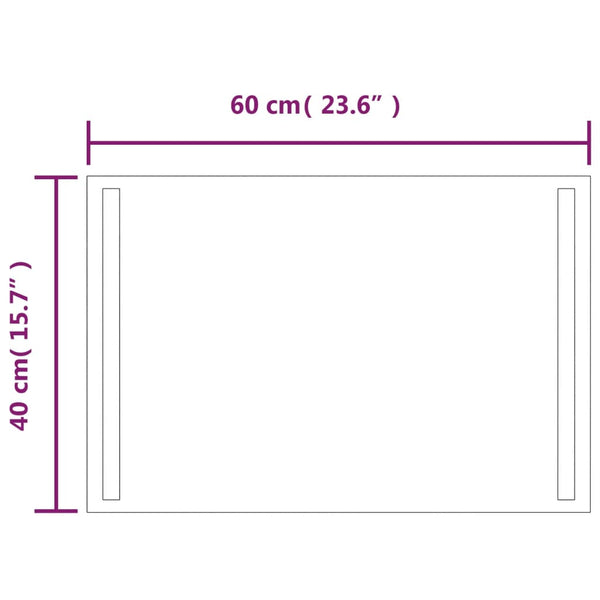 Kylpyhuoneen LED-peili 40x60 cm