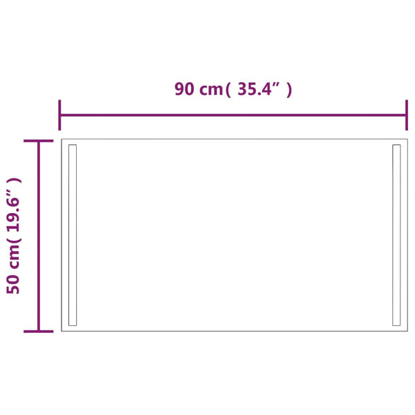 Kylpyhuoneen LED-peili 50x90 cm