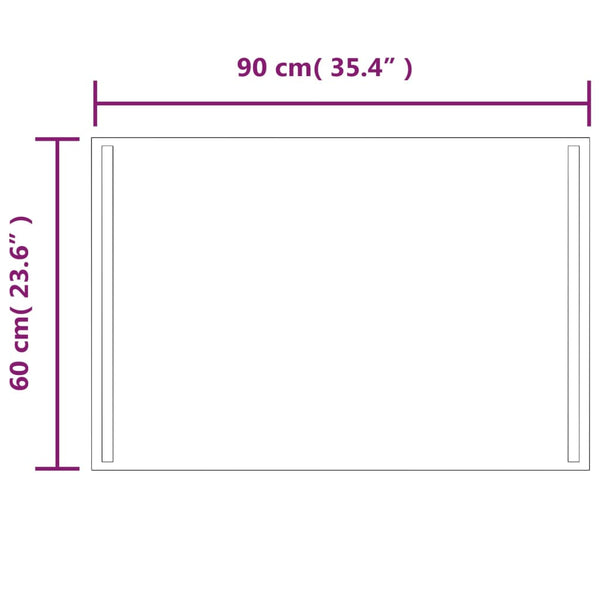 Kylpyhuoneen LED-peili 60x90 cm
