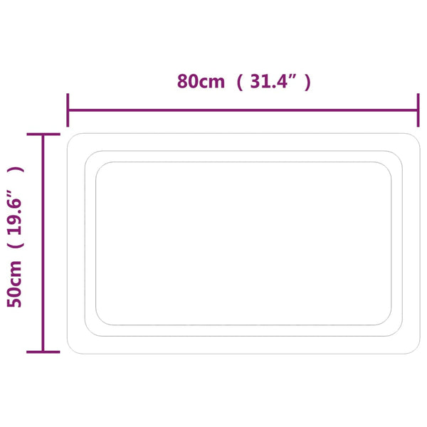 Kylpyhuoneen LED-peili 50x80 cm