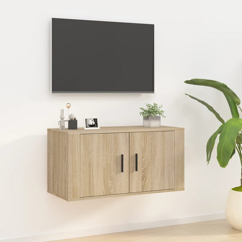 Seinäkiinnitettävä TV-taso Sonoma-tammi 80x34,5x40 cm