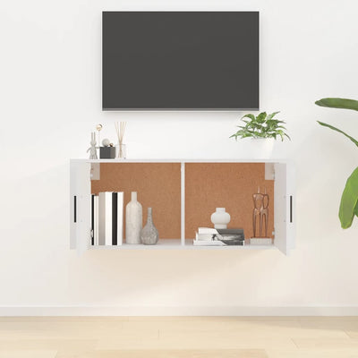 Seinäkiinnitettävä TV-taso valkoinen 100x34,5x40 cm