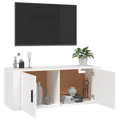 Seinäkiinnitettävä TV-taso valkoinen 100x34,5x40 cm