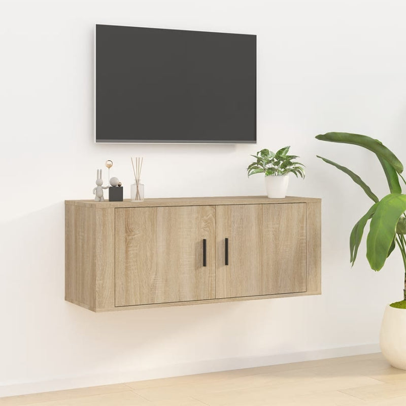Seinäkiinnitettävä TV-taso Sonoma-tammi 100x34,5x40 cm