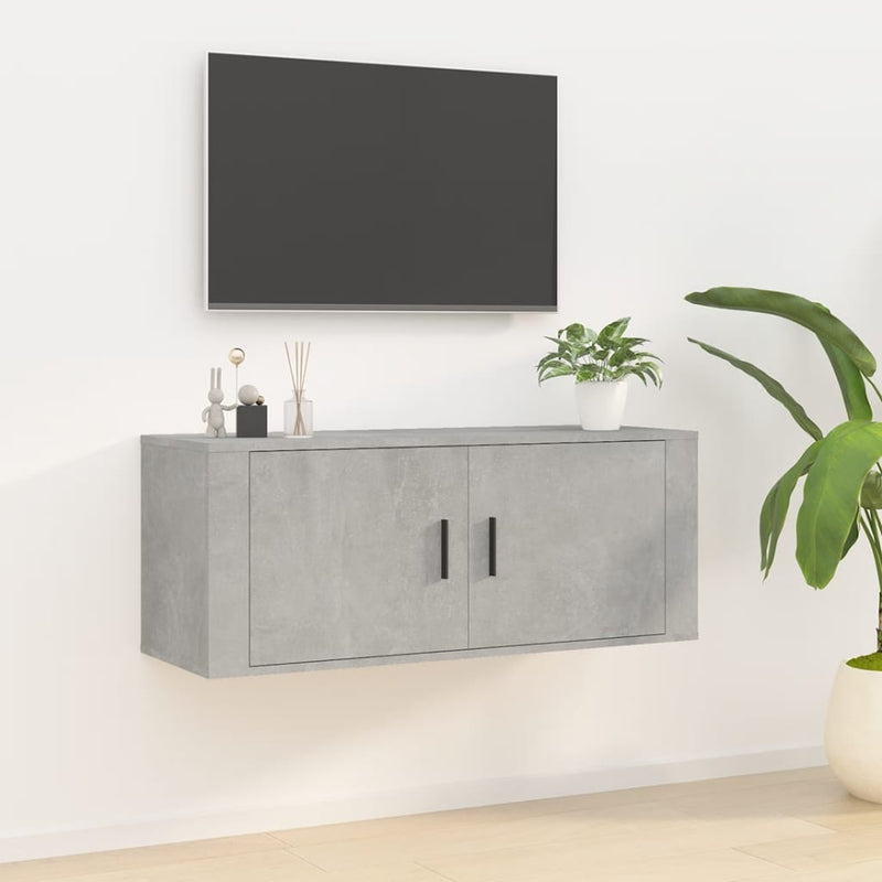 Seinäkiinnitettävä TV-taso betoninharmaa 100x34,5x40 cm