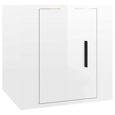 Seinäkiinnitettävät TV-tasot 2kpl kork.kiilto valk 40x34,5x40cm