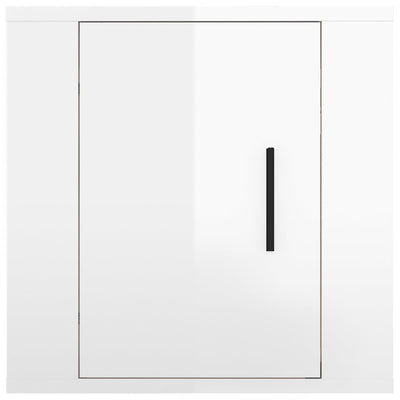Seinäkiinnitettävät TV-tasot 2kpl kork.kiilto valk 40x34,5x40cm