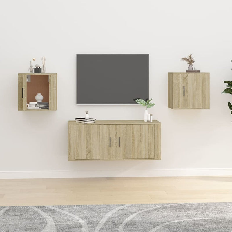 Seinäkiinnitettävät TV-tasot 2 kpl Sonoma-tammi 40x34,5x40 cm