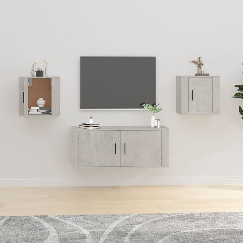 Seinäkiinnitettävät TV-tasot 2 kpl betoninharmaa 40x34,5x40 cm