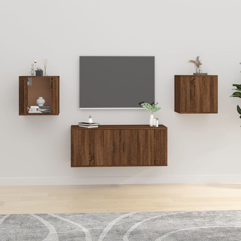 Seinäkiinnitettävät TV-tasot 2 kpl ruskea tammi 40x34,5x40 cm