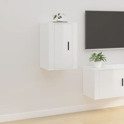 Seinäkiinnitettävät TV-tasot 2kpl kork.kiilto valk 40x34,5x60cm
