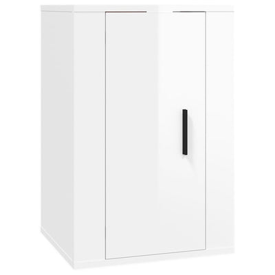 Seinäkiinnitettävät TV-tasot 2kpl kork.kiilto valk 40x34,5x60cm